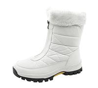 Womens Winter Walking Boots Zip Up Fur Lined Hiking Shoes Non Slip Waterproof Boot Thermal Chunky Sole Snow Boots Fuzzy Warm Wide Fit Trekking Booties Ladies Comfortable Ankle Boot Casual