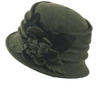 Women's Winter Warm 100% Wool Beret Beanie Cloche Bucket Hat, Wd-c020-olive, M