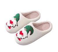 Women's Winter Warm Christmas Cotton Slippers for Men and Women, Party Accessories, Slippers for Men and Women Hut Shoes, White, 4.5 UK