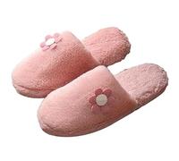 Women's Winter Warm Corduroy Slippers with Memory Foam Soft Plush Slippers Comfortable Non-Slip Slippers Indoor Outdoor Floral Women's Shoes Embroidery Soft Soles Minimalist, Red (watermelon red), 8