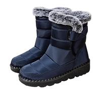 Womens Winter Warm Fur Lined Suede Snow Boots Ladies Wide Fit Round Toe Slip Resistant Work Shoes Petite Plus Size Side Zipper Lace-Up Low-Chunky Heeled Knee High Walking Shoes