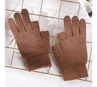 Women's Winter Warm Gloves Touch Screen Touch Screen Gloves Winter Plus Velvet Chic Half Finger Light Student Two Finger Gloves (E) (A)
