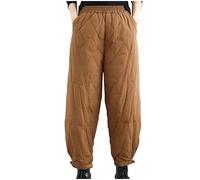 Womens Winter Warm Goose Down Trousers Outdoor Sport Puffer Joggers Elastic Waist Thermal Fleece Sweatpants Plush Thick Tracksuit Bottoms with Pockets Comfy Padded Pants Loose Fit Trousers Ladies