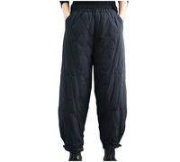 Womens Winter Warm Goose Down Trousers Outdoor Sport Puffer Joggers Elastic Waist Thermal Fleece Sweatpants Plush Thick Tracksuit Bottoms with Pockets Comfy Padded Pants Loose Fit Trousers Ladies
