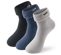 Women's Winter Warm Slipper Socks,Suttos Thermal Thick Cushion Cute Calf Crew Socks 1/3/5 Pairs Pack, 3 Pairs-purple/White/Grey, One Size