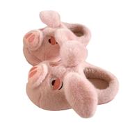 Women's Winter Warm Slippers, Non-Slip Ladies Cozy Slippers with Closed Back & Plush Lining, Cute Pink Piggy Fluffy Fuzzy House Shoes for Indoor Outdoor Use, Gift for Women Girls (Style 2,40-41)