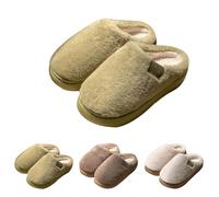 Women's Winter Warm Slippers, Slippers with Memory Foam, Full Plush Soft Non-Slip Slippers, Comfortable Closed Cotton Shoes, Indoor Use, with Super Quality, Green, 8 UK