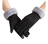 Womens Winter Warm Touchscreen Gloves Thermal Soft Lining Elastic Cuff Texting Glove, B-black, One Size
