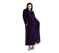 Womens Winter Warm Waffle Bathrobe Long Sleep Gown Nightwear Housecoat Purple XL