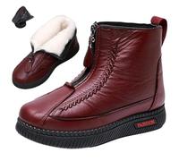 Women's Winter Warm Zippered Ankle Boots, Waterproof Orthopedic Fur Lined Warm Boots New Fleece Thickened Warm Soft Bottom Cotton Booties (red,5)
