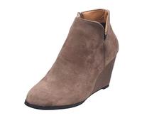 Women's Winter Wedge Ankle Boots Wide Fit Ladies Walking Boots Comfortable Pointed Toe Suede Short Booties Pull on Dress Booties Slip on Shoes for Fall and Winter Size 3-8 Grey