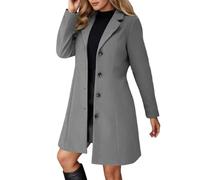 Women's Winter Wool Coats Button Down Jacket Thick and Elegant Blazer Windbreaker Solid Colour Classic Coat Mid Length Autumn Winter Warm Coat Jackets 2026 (Dark Gray, XXL)