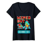 Women's Wiped Out 16-Bit Retro Gamer Knight Pixel Art GRAP V-Neck T-Shirt