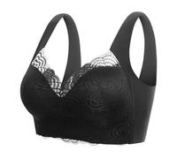 Women's Wire Large Size Sexy Lace Sports Vest Bra and Thin Up Type Women's Athletic (Black, XXXXXXXL)