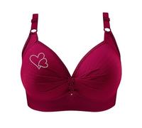 Womens Wire Push up Bras with Adjustable Shoulder Straps Ladies Full Support Bra for Sagging Breasts Comfy Cozy Daily Minimiser Bras Bralettes Lace Underwear Red