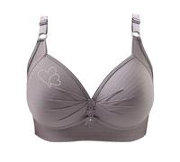 Womens Wire Push up Bras with Adjustable Shoulder Straps Ladies Full Support Bra for Sagging Breasts Comfy Cozy Daily Minimiser Bras Bralettes Lace Underwear Gray