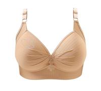 Womens Wire Push up Bras with Adjustable Shoulder Straps Ladies Full Support Bra for Sagging Breasts Comfy Cozy Daily Minimiser Bras Bralettes Lace Underwear Beige