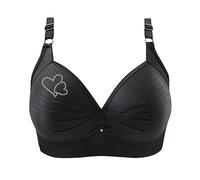 Womens Wire Push up Bras with Adjustable Shoulder Straps Ladies Full Support Bra for Sagging Breasts Comfy Cozy Daily Minimiser Bras Bralettes Lace Underwear Black