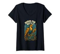 Womens Wired for Battle Hawk Tech Repair Vintage Graphic V-Neck T-Shirt