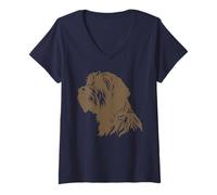 Womens Wirehaired Pointing Griffon - Brown Silhouette V-Neck T-Shirt