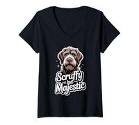 Womens Wirehaired Pointing Griffon - Scruffy but Majestic V-Neck T-Shirt