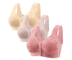 Women's Wireless Bras Support and Lift 3 Pack Comfort Padded Push Up T Shirt Bra for Everyday Breathable Fashion Deep Cup Bralette Vest Tops Yoga Running Jogging Gym Fitness Large Breasts Non Wired L