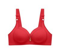 Women's Wireless Comfort Bra for Small Breast Push Up Seamless Ladies Top Sexy Mesh Lace Wide Strap Soft Breathable Fixed Padded Stretchy Sport Bra Tops for Yoga Fitness Exercise Everyday Bras Red