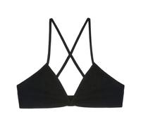 Women's Wireless Thread Triangle Bra - Thin Strap, Supportive Stretch Fit for Small Chest, Triangle Bikini Top, Cotton Underwired Triangle Bra, Ribbed Criss-Cross Back Bra, Seamless (Black, L)