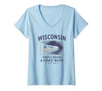 Womens Wisconsin Simple Roads Honest Water Since 1848 V-Neck T-Shirt