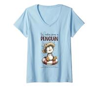 Women's Wisdom from a Penguin Antarctic Bird Lover Animal Winter V-Neck T-Shirt