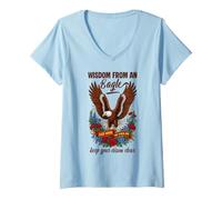 Women's Wisdom from an Eagle Sky Freedom Bird Lover Inspirational V-Neck T-Shirt