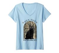 Women's Witch Black Cat Hex The Patriarchy V-Neck T-Shirt