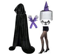Women's Witch Costumes, Witch Cape Set, Gothic Gloves Hat Lace Masque Socks Wedding Steampunk Role Play for Halloween Festival Party Renaissance