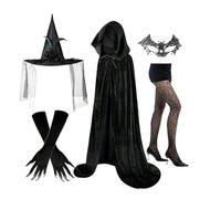 Women's Witch Costumes, Witch Cosplay Set, Gothic Gloves Hat Lace Masque Socks Wedding Steampunk Role Play for Halloween Festival Party Renaissance