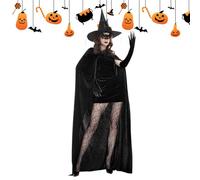 Women's Witch Costumes, Witch Gloves Women Set, Gothic Gloves Hat Lace Masque Socks Wedding Steampunk Role Play for Halloween Festival Party Renaissance
