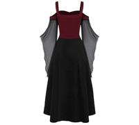 Womens Witch Dress Halloween Cosplay Gothic Dress (Red M)