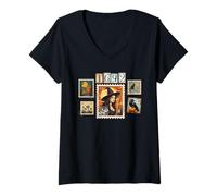 Womens Witch Halloween Postage Stamps Salem They Missed One 1692 V-Neck T-Shirt