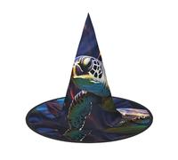 Women's Witch Hat Oversized Witches Hats A colorful tropical sea turtle Halloween Wizard Hat Party Cosplay Costume Accessory