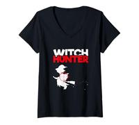 Womens Witch Hunting Halloween Witchcraft Lover Funny Witch Hunter V-Neck T-Shirt