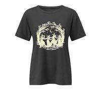 Women's Witch T-Shirt - Mystical Gothic Shirt with Dancing Compass | Dark Grey Top for Halloween and Walpurgis Night, style_l01 gray, S