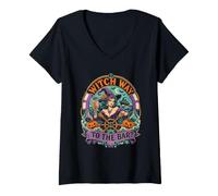 Women's Witch Way to the Bar? Halloween Humor V-Neck T-Shirt
