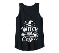 Womens Witch Way to the Coffee Funny Halloween Caffeine Lover Tank Top