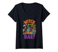 Women's Witch Way to the Tiki Bar? Halloween Humor V-Neck T-Shirt