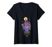 Womens Witchcore Mystic Hand Trust Your Path Light Is Within Art V-Neck T-Shirt