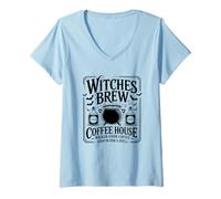 Womens Witches Brew Coffee House Stop in Spell V-Neck T-Shirt