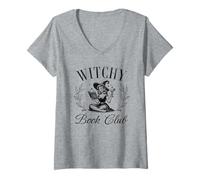 Womens Witchy Book Club Halloween Spells Quote Saying V-Neck T-Shirt