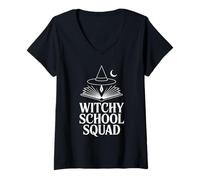Womens Witchy School Squad Halloween Student Teacher Classroom Tee V-Neck T-Shirt