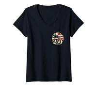 Women's with Backprint - 250 - July 4th 2026 Military USA V-Neck T-Shirt