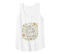 Womens with Every Breath I Worship Christian Quote Faith Tank Top