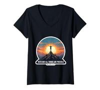 Womens with God All Things are Possible Matthew 19:26 Bible Quote V-Neck T-Shirt